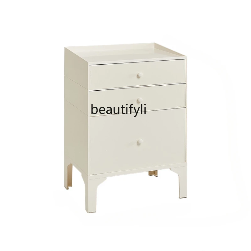 Nordic Cream Style Bedside Table Modern Household Multi-Layer Storage Cabinet Simple Bedside Cabinet