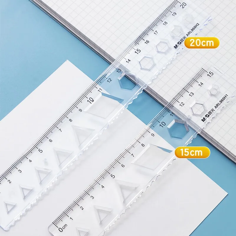 M&G 15 センチメートル透明ソフト定規、波定規壊れにくい耐久性のあるソフトストレート定規学校文具