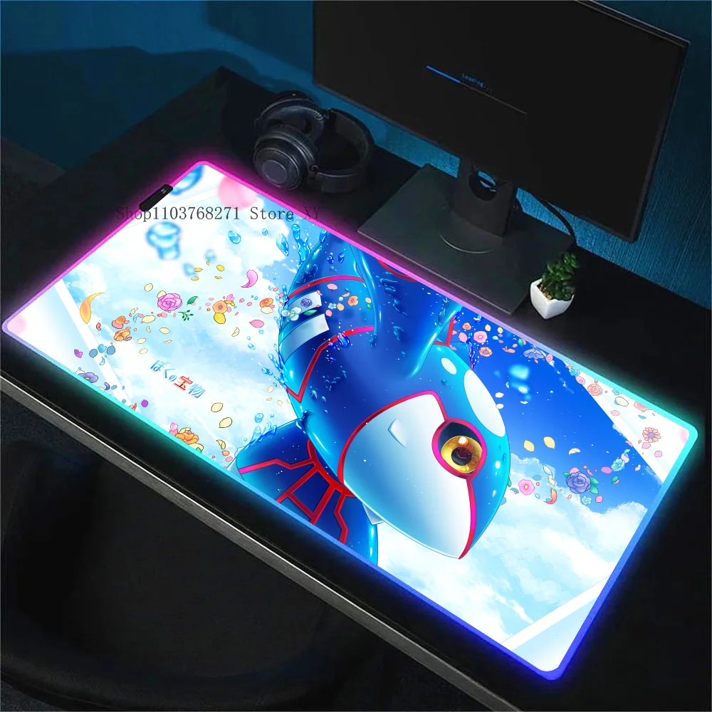 P-Pokemon Kyogre Battle Mousepad XXL RGB Gaming Mouse Pads HD Gamer Accessories Large LED