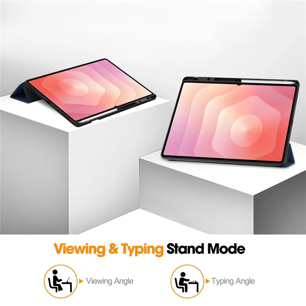 Soft TPU Leather Folio Smart Case for Samsung Galaxy Tab S11 Ultra 14.6 inch 2025 SM-X930 SM-X936 with Pencil Holder 4