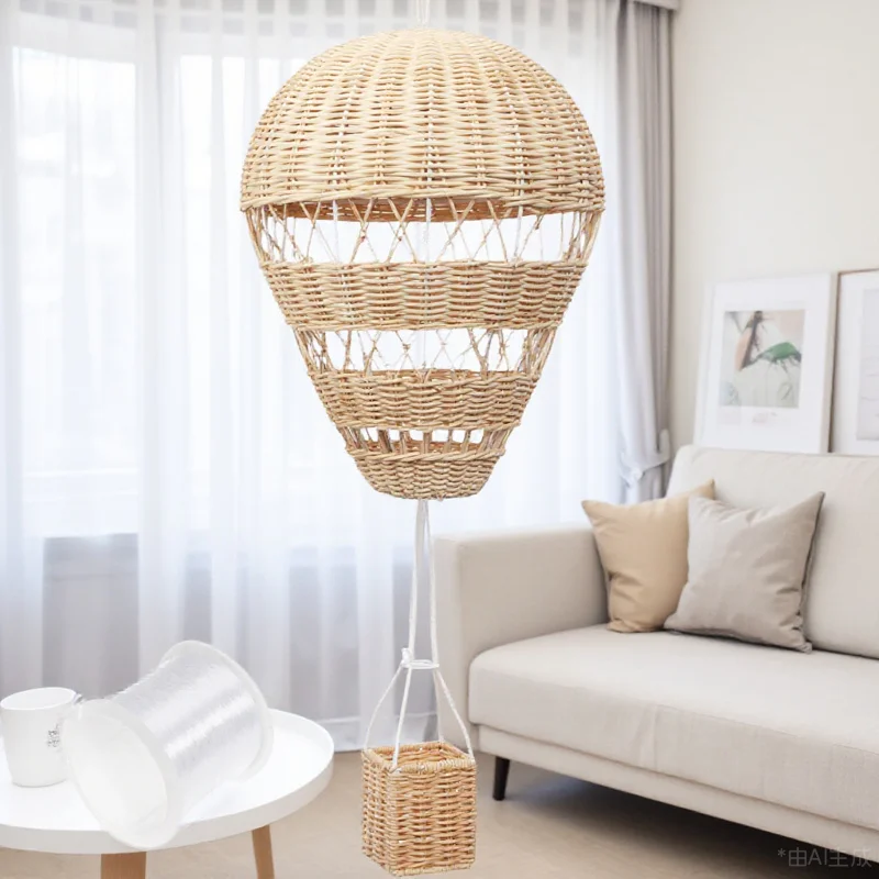 

1Pcs Hot Air Balloon Woven Rattan Hanging Decor Preschool Room Wall Photo Prop Ornament Rattan Woven Pendant
