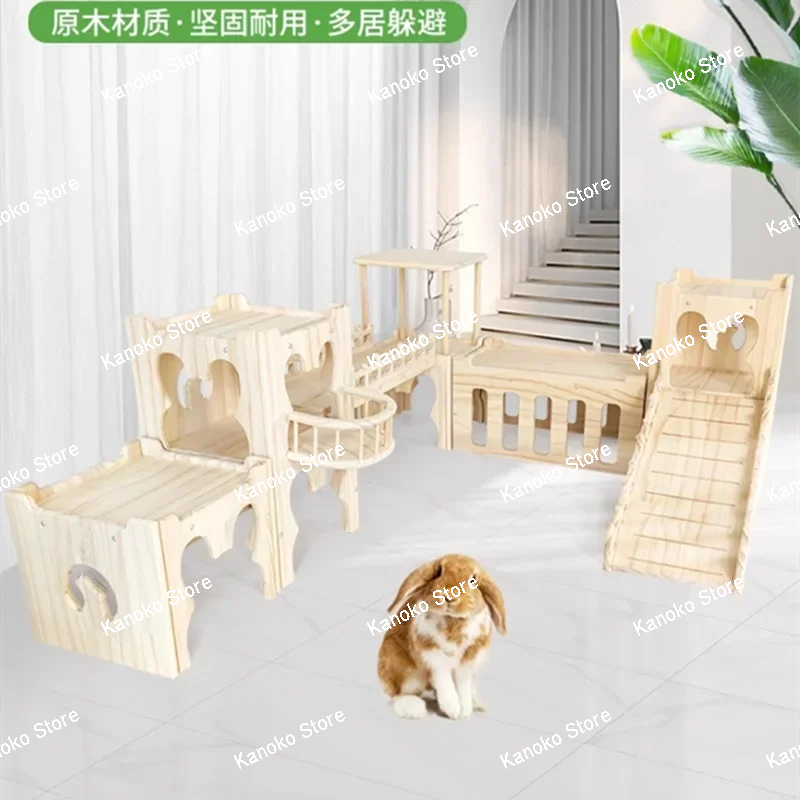 

Wooden Bunny Castle Log Rabbit House Guinea Pig Accessories Small Animal Cage Landscaping Supplies Rabbits Accessories