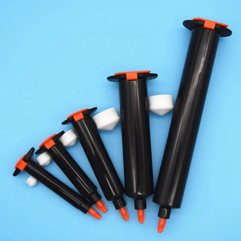 20pcs Industrial Syringe Anti-corrosion Dispensing Syringe black Small Capacity  US type Syringe Back cover  plug four-piece set