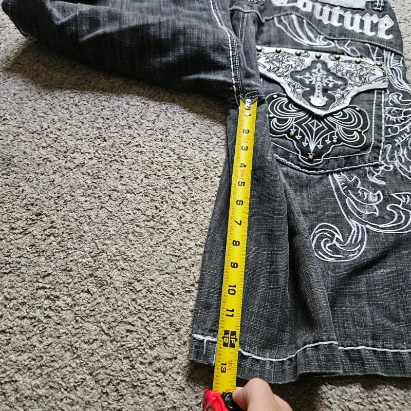 Y2K New Popular Denim Shorts Patch Vintage Shorts Men Women Street Hip Hop Fashion Harajuku Punk Loose High Waist Wide Leg Pants