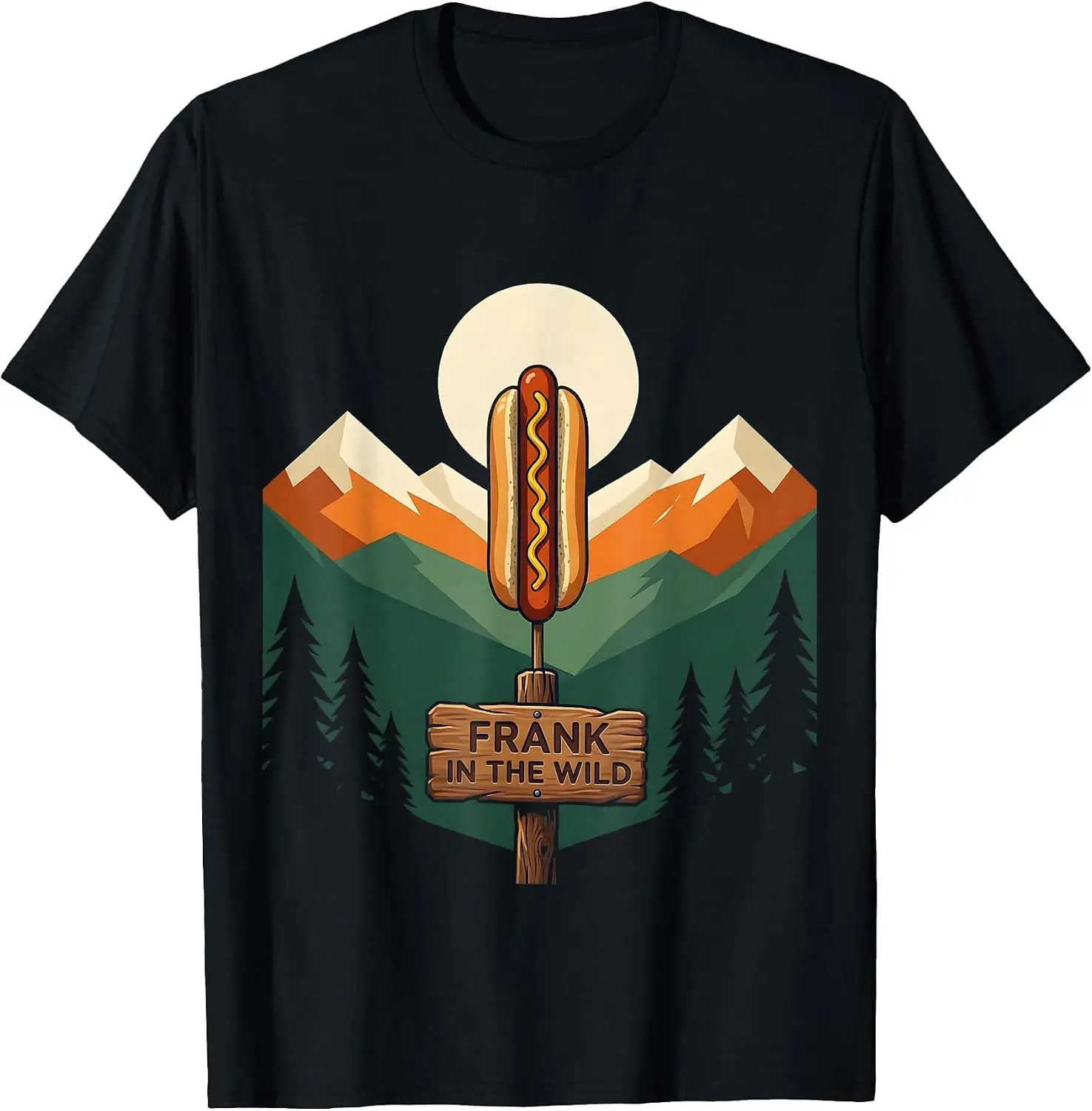 Frank In The Wild Mountain Wilderness Design T-Shirt 100% Cotton Trendy Y2K Short-Sleeve Tee-Soft, Quick-Drying,