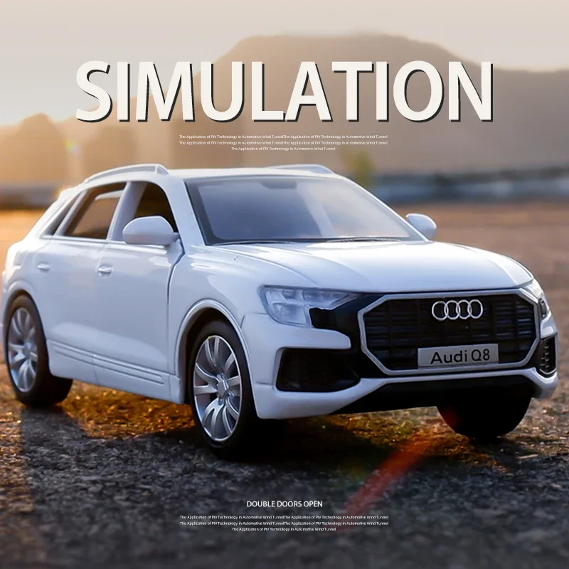 Modèle de voiture en alliage pour enfants, haute simulation, dos côtelé, voiture jouet, cadeaux pour enfants, livraison gratuite, Audi Q8 SUV, F165, 1:36