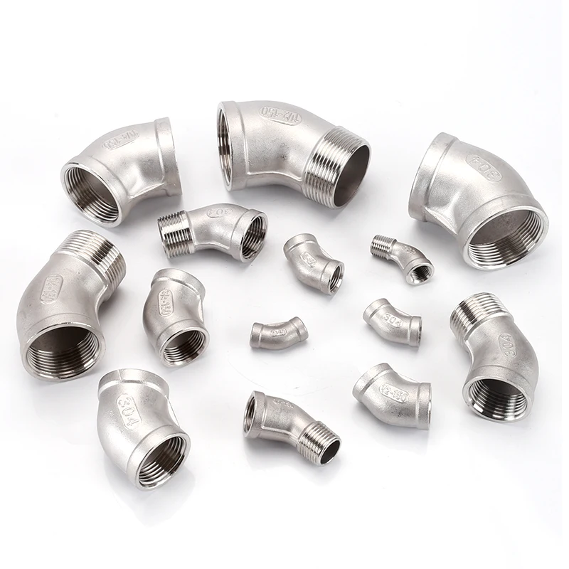 45 Degree Elbow 1/8＂1/4＂1/2＂3/4＂1＂1-1/4＂1-1/2＂2＂3＂4＂BSP Female/Male Thread Connector Coupler 304 Stainless Pipe Fitting Adapter