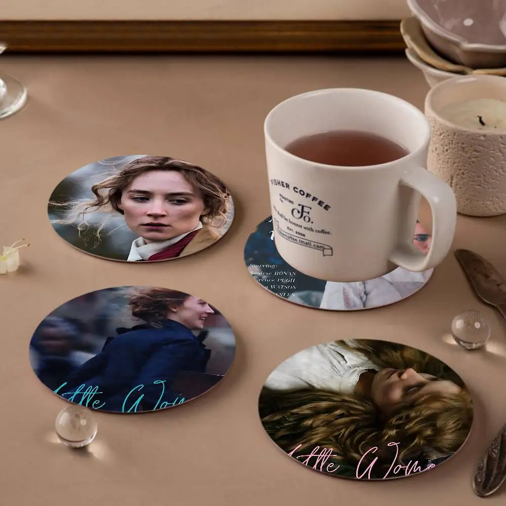 Little Women Hot movie Retro Wooden Cup Mats Elements Colour Printing Cup Coasters Home Kitchen Decora Gifts