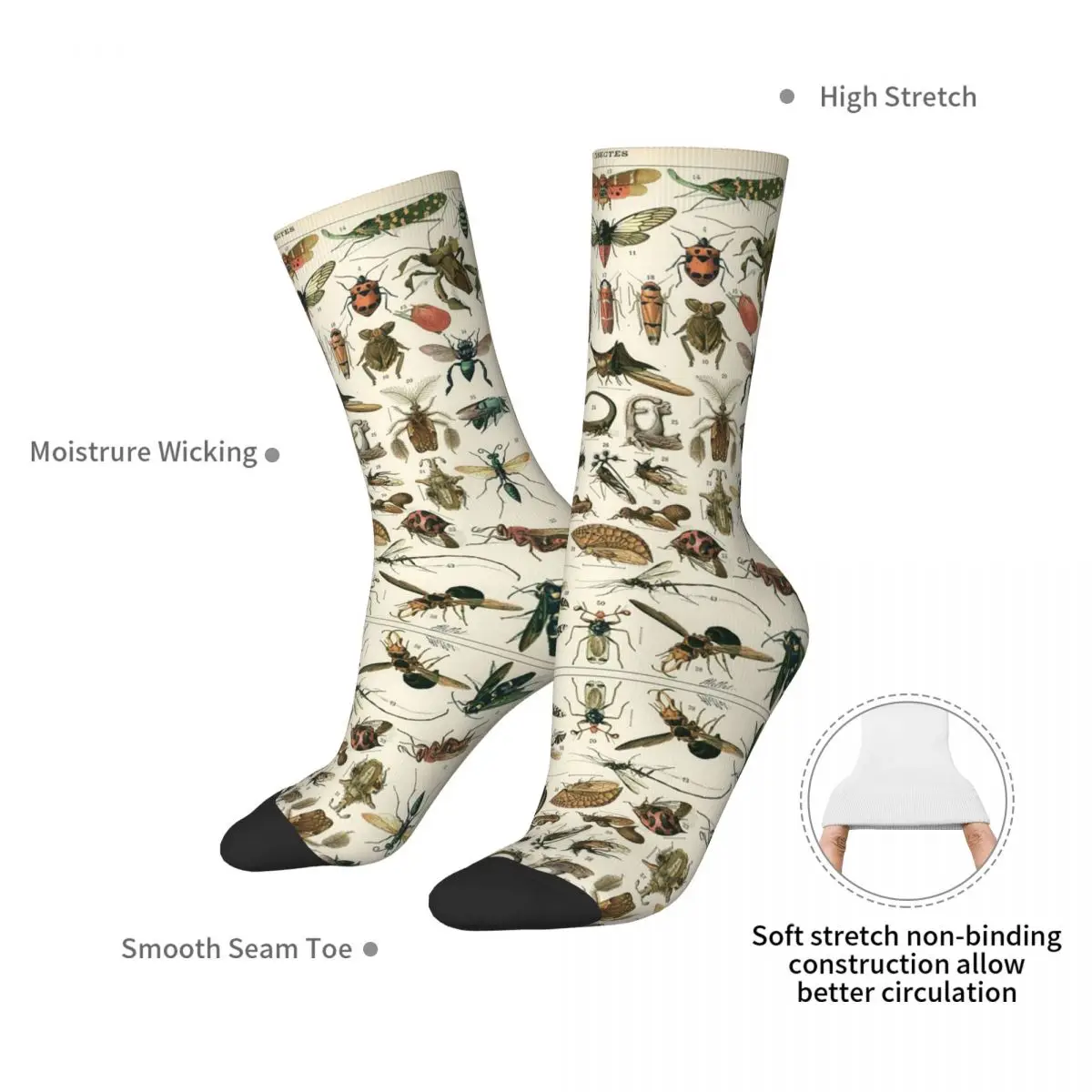 Insects Socks Harajuku High Quality Stockings All Season Long Socks Accessories for Unisex Christmas Gifts