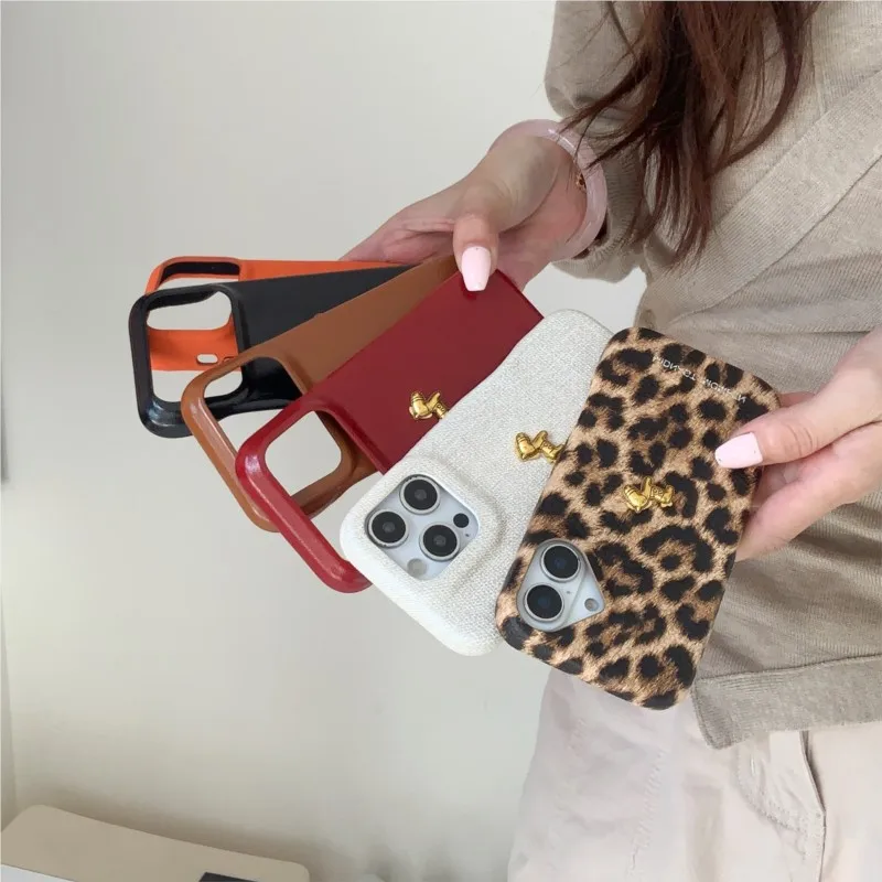 Fashion Leopard Print Minimalist solid colors Golden Horse Decor Phone Case For iPhone 17ProMax 11 12 13 14 15 16 Pro Max case-