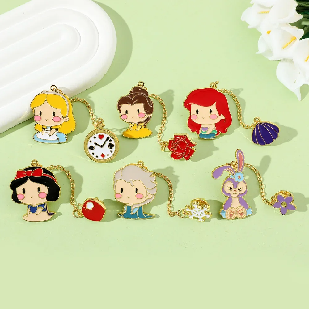 

Disney Creative Cartoon Princess Peripheral Metal Badge Elsa Princess Snow White Girly Heart Cute Brooch Kids Birthday Gift