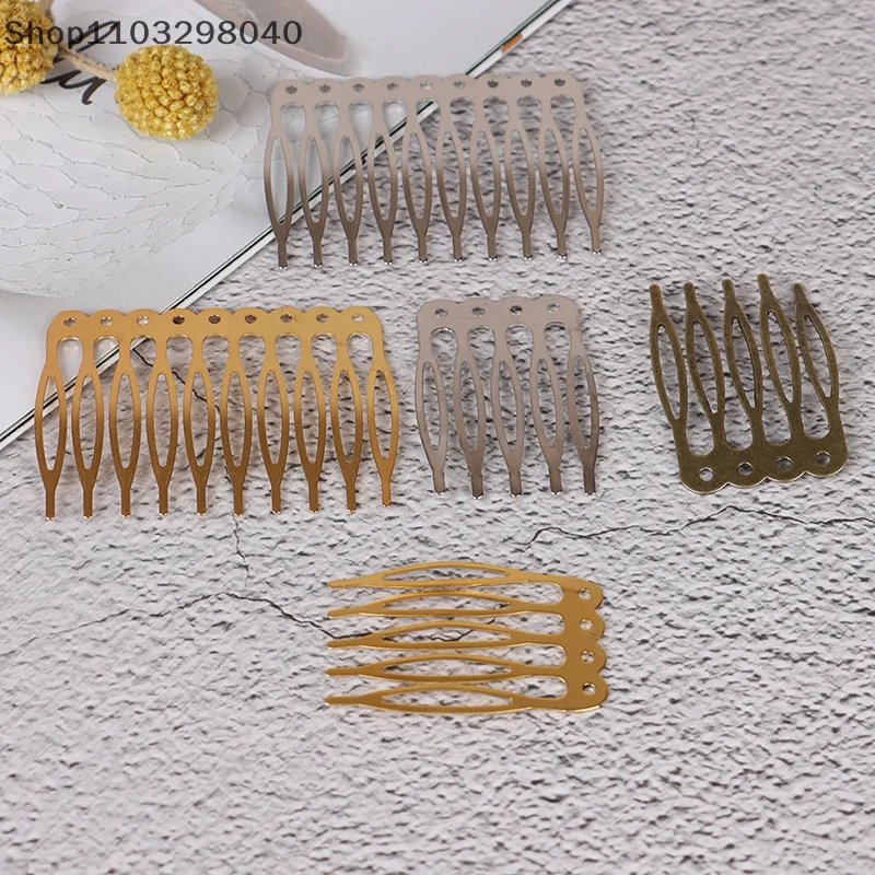 10Pcs 5/10 Teeth Metal Hair Comb Hair Clip Claw Shape Hairpins DIY Hair Supplies