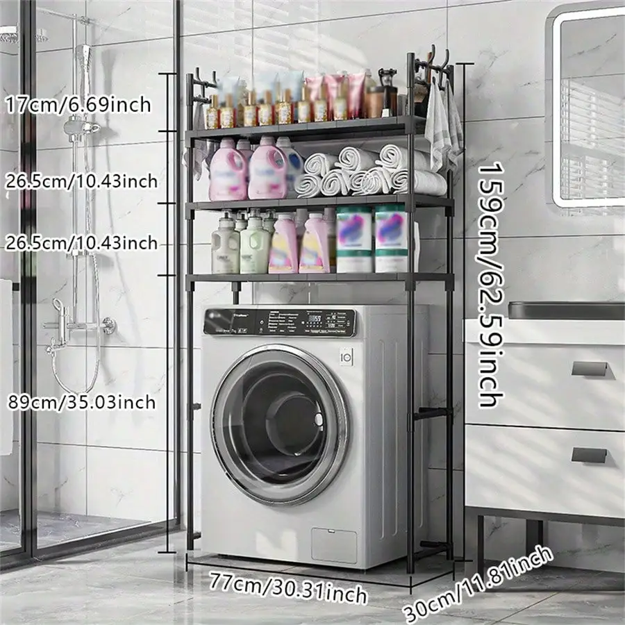 Metal Bathroom Storage Rack Floor Mounted Over Toilet Washing Machine Multifunctional Organizer Home Decor