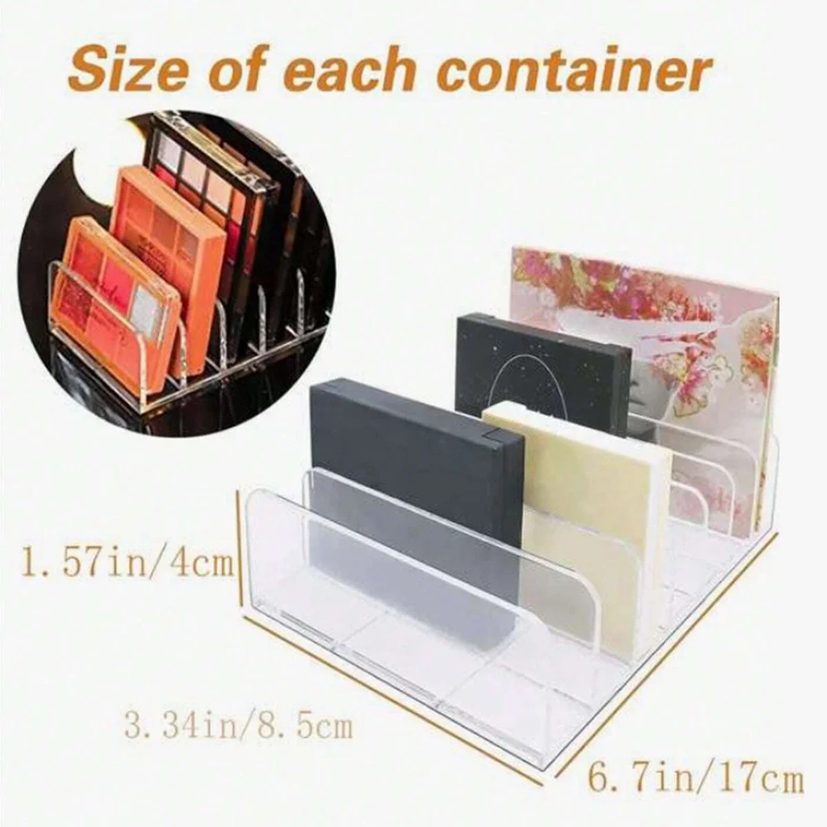 7-Compartment Transparent Makeup Organizer for Eyeshadow Palette and Cosmetics, Vanity Table and Bathroom Countertop Storage Box gallery 4
