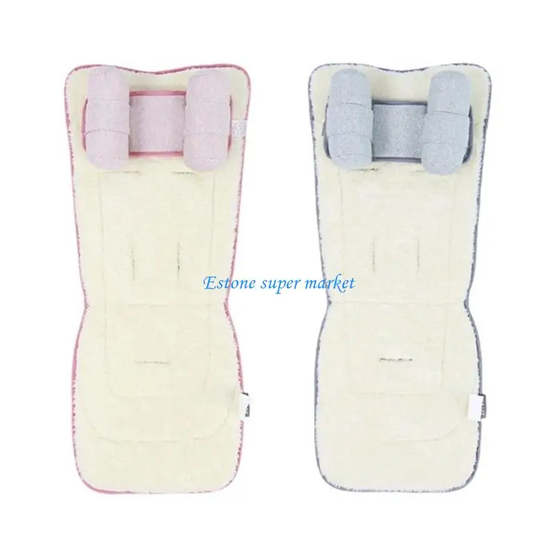 090B Breathable Baby Carriage Pad 2 Sided Design Easy Installation Polyester Fabric Headrest Pillow for Various Strollers