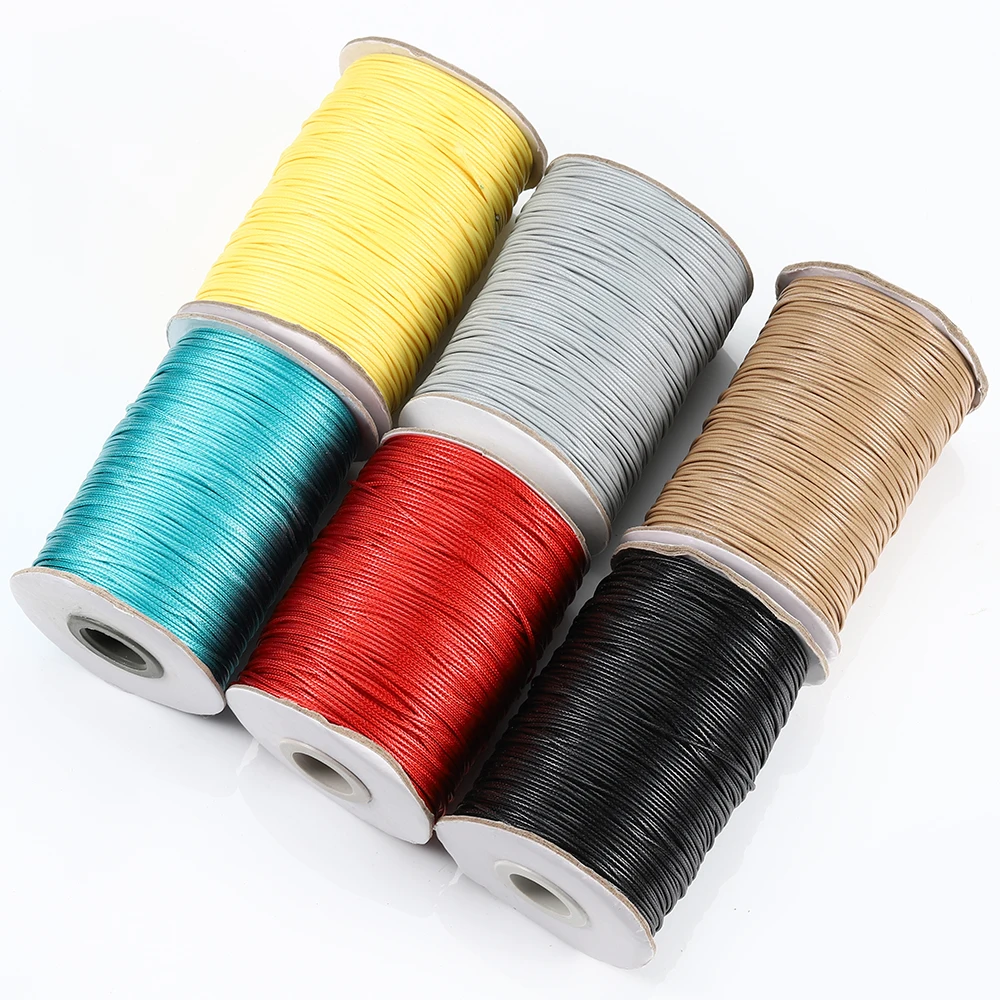 10 Yard 1mm 1.5mm Black Leather Cord Waxed Cotton Thread Strings Necklace Bracelets Rope