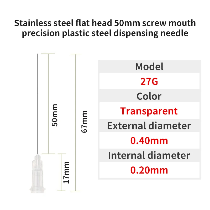 14G-27G 50mm Doseermachine Spuitnaald 2 Inch Rvs Doseernaald Spiraal Mond Mondstuk lijm Naald