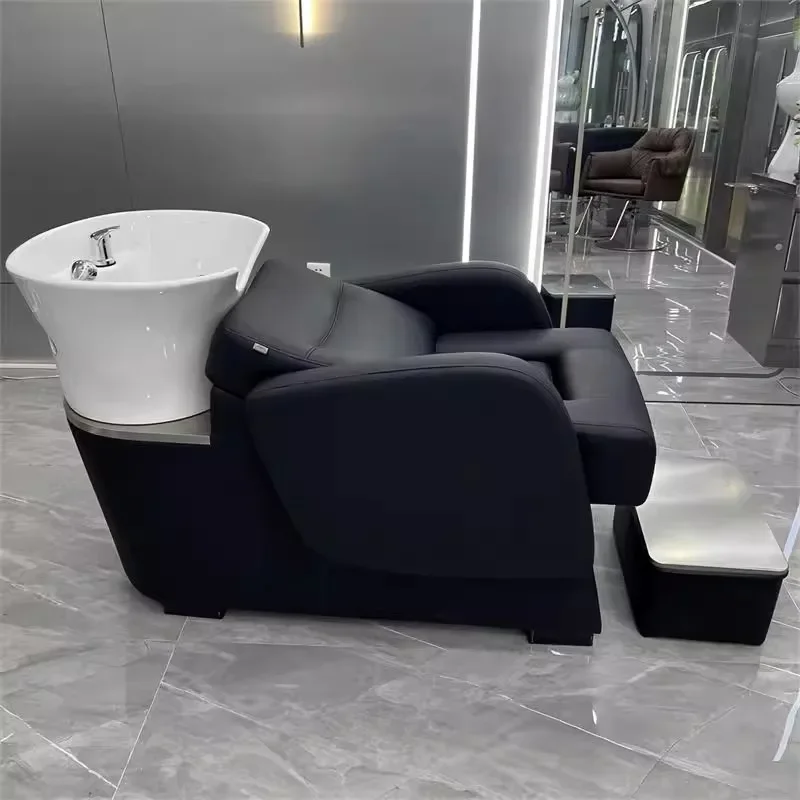 2026 Modern Simple Hair Salon Backwash Shampoo Chair Unit with Ceramic Basin Factory Supply Hair Salon Washing Chair