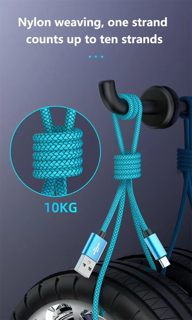 Nylon Data Cable Fast Charger 1M 2M 3M USB A To Type C Charging Cable For Huawei Samsung Android Iphone Type C Charging Device