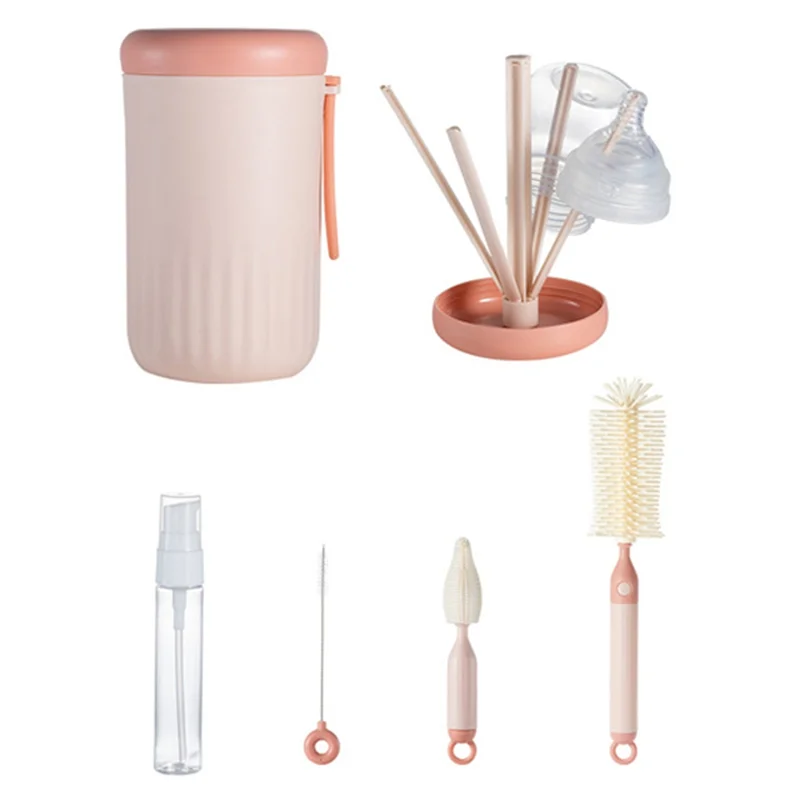 

AT44-Travel Набор щеток для чистки детских бутылочек, силиконовая, складная сушилка, необходимый набор для наружного использования