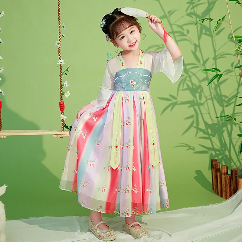 

Children's Hanfu dress 2022 autumn new children's wear Chinese style Tang style ancient style western style girls' princess