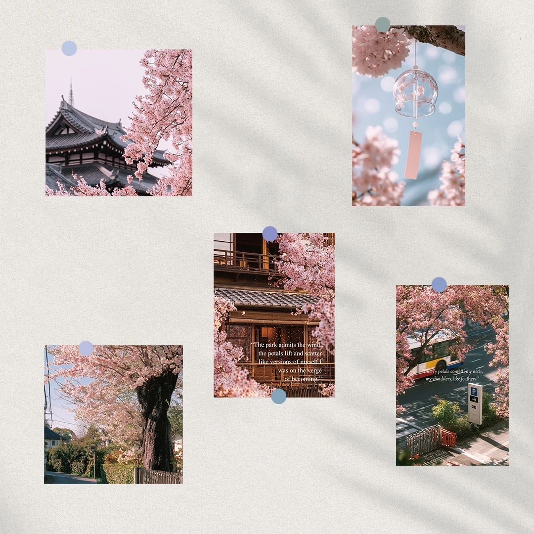 10PCS Japanese Cherry Blossoms Card Sticker Poster Decoration DIY Scrapbooking Creative Postcard Graphic Supplies Cards
