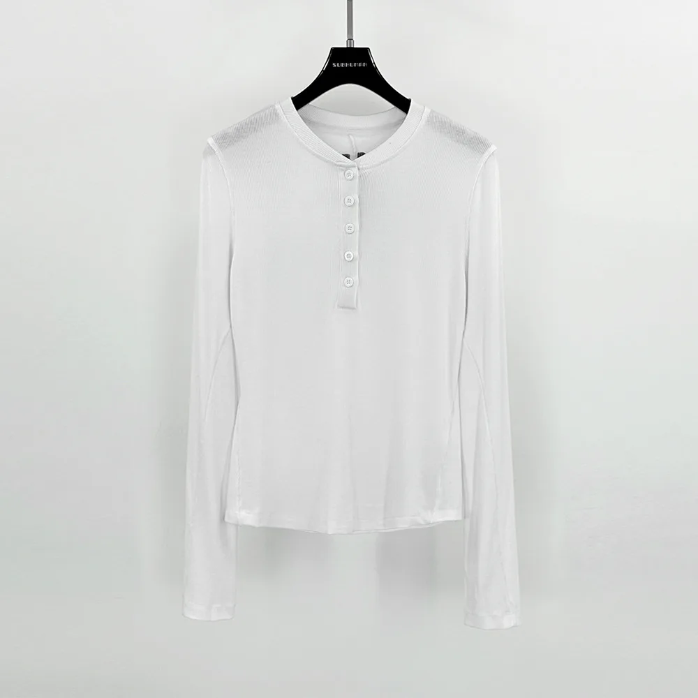 

2024SS High Street Long Sleeved Knitted T-shirt Women Casual Comfortable T-shirts Tees Tops Y2k Clothes