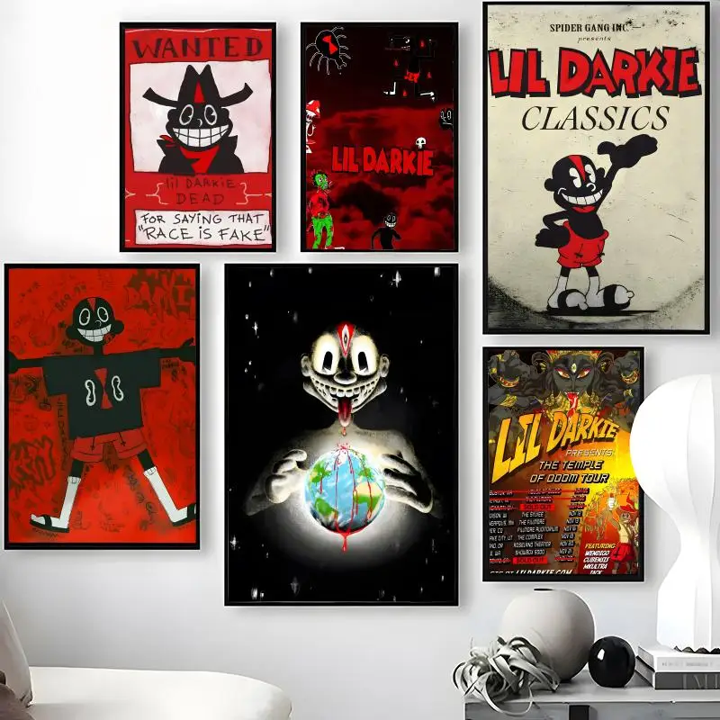 Singer L-Lil D-Darkie Poster Waterproof Self-Stick Wall Art Stickers, Removable Wall Decor for Living Room and Bedroom