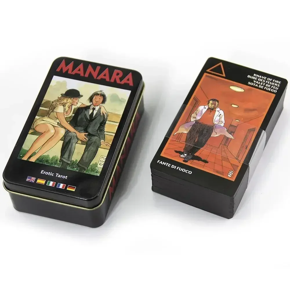 Manara Tarot Deck In A Tin Box Gilded Edge for Fortune Telling Game Card 78pcs