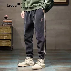 Casual Striped Pants Pocket Men's Fashion Brand Versatile Loose Sports Spring Summer Waist Drawstring Trend Cargo Pants Men