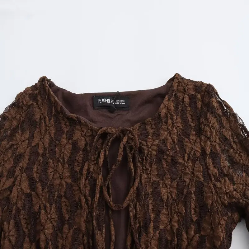 فستان أنيق بأكمام طويلة وياقة مستديرة من الدانتيل، تصميم جديد لخريف وشتاء 2024، أزياء نسائية عصرية بقصة ضيقة #3