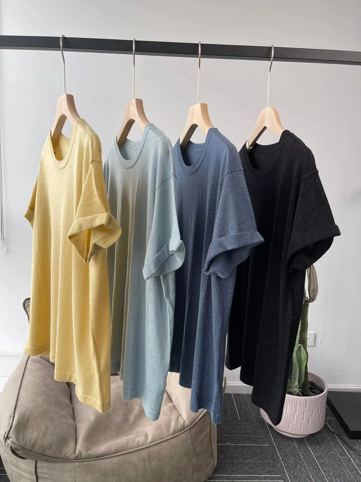 

Silk cashmere blend casual loose t-shirt