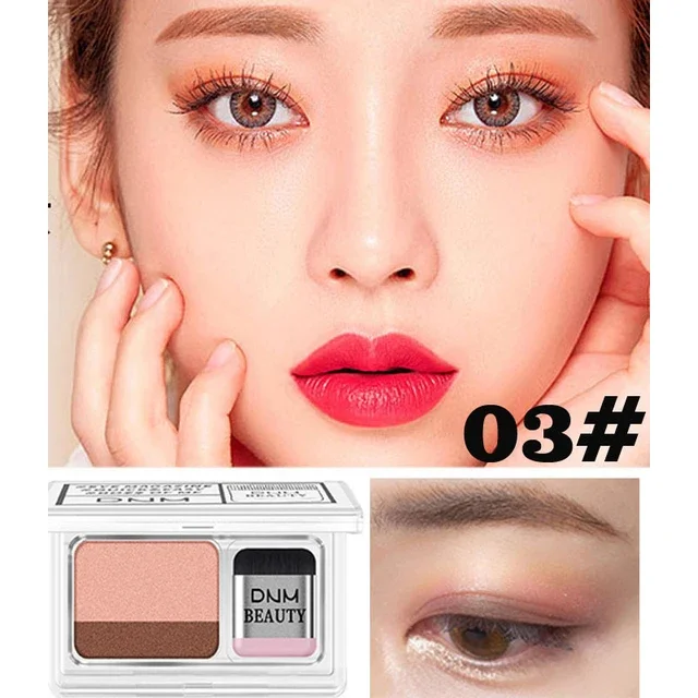 Lazy Two-tone Gradient Pearlescent Eyeshadow Earth Color Non-smudge Waterproof Eyeshadow Flexible Eyeshadow Palette with Brush