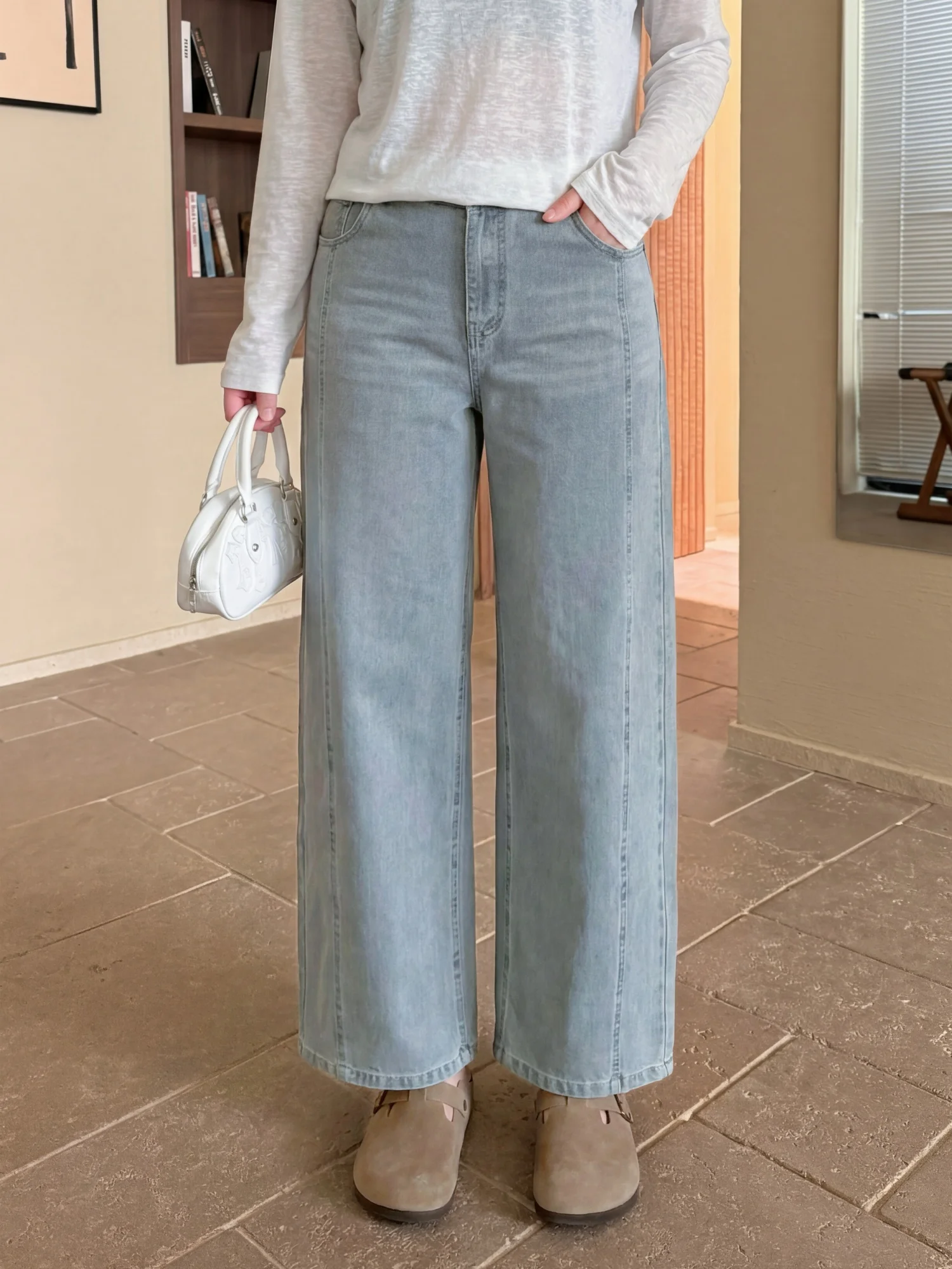 

Джинсы с высокой талией и широкими штанинами для похудения, модные весенние универсальные женские джинсы больших размеров из хлопка прямого кроя для повседневной носки