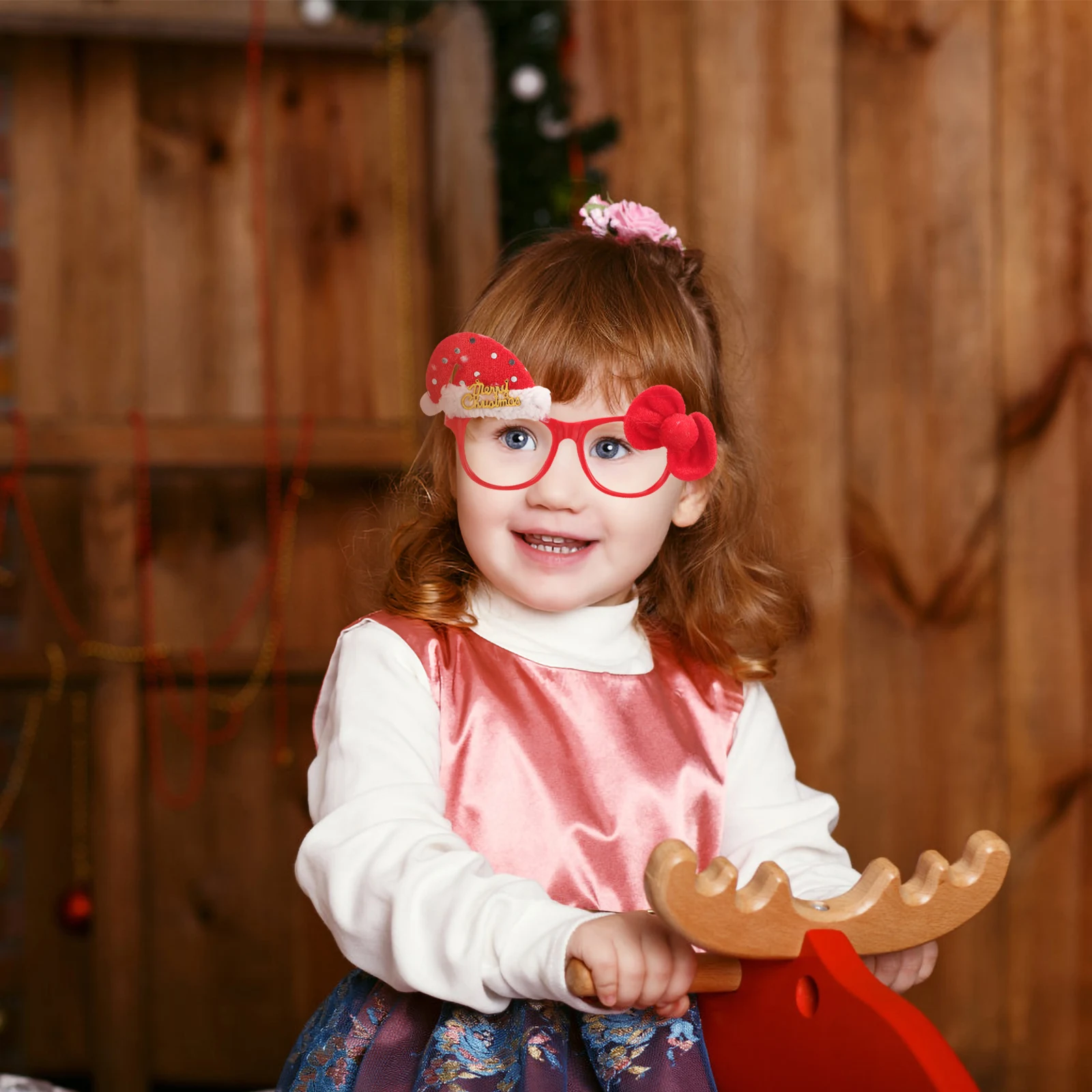 

3pcs Christmas Party Glasses Frame Kids Cartoon Photo Props Festive Decoration Fun Eyewear Cosplay Event Family Gathering