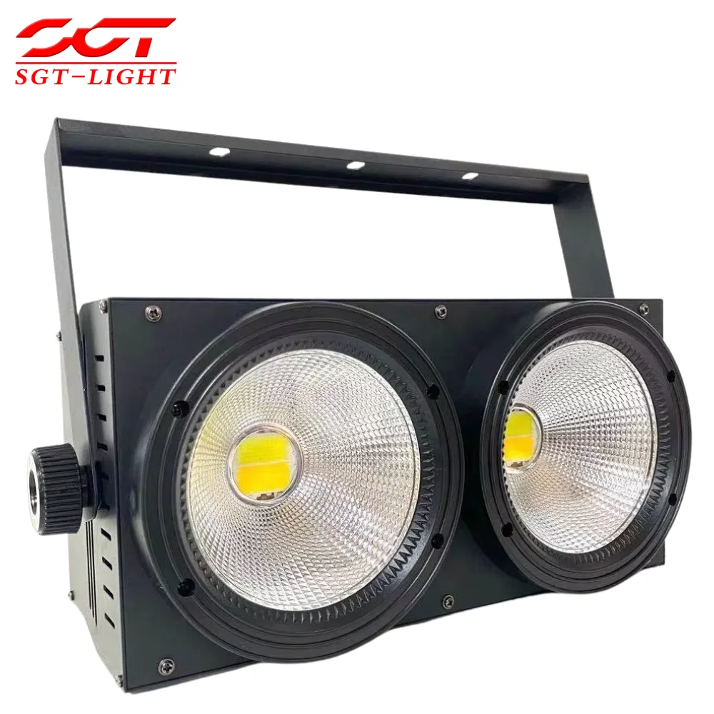 200W Two Eyes Flashed COB LED Audience Blinder Stage Light Warm/Cool White DMX512 Control 32-bit Linear Dimming for