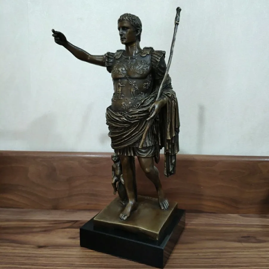 Bronze Octavian Augustus Statue Famous Sculpture Roman Emperor Augustus Caesar Copper Collectible Figurine Home Decor Gifts