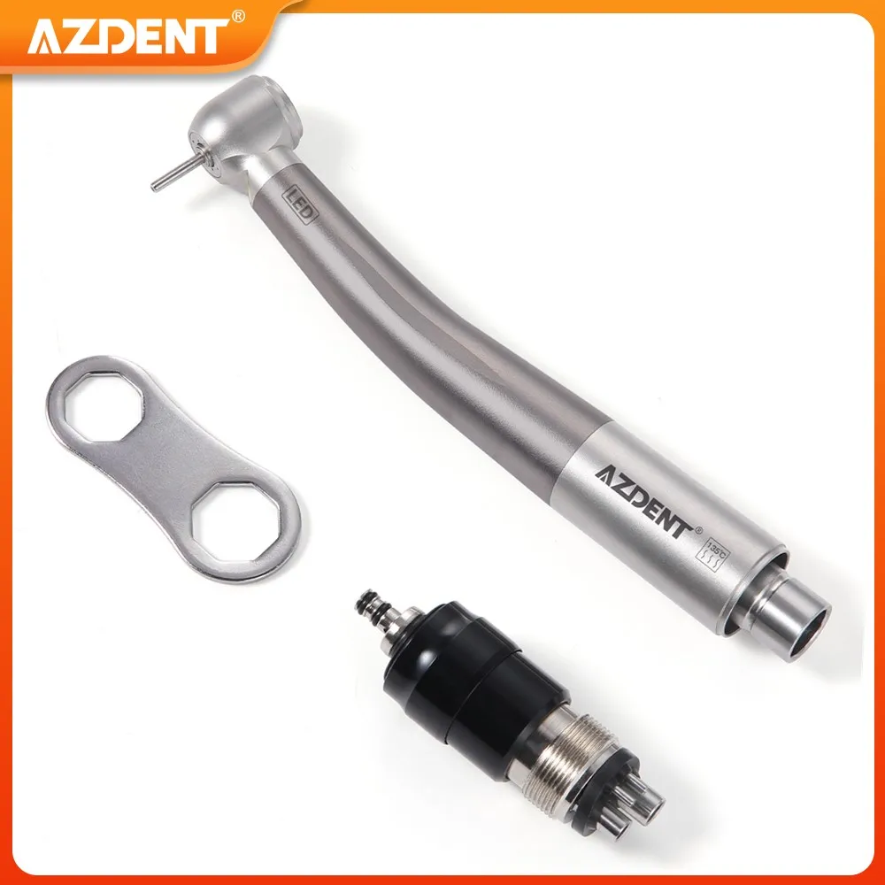 

Dental High Speed Handpiece AZDENT LED E-generator QPQ Process 4 Holes with Quick Coupler 4 Spray Ceramic Bearing Push Button