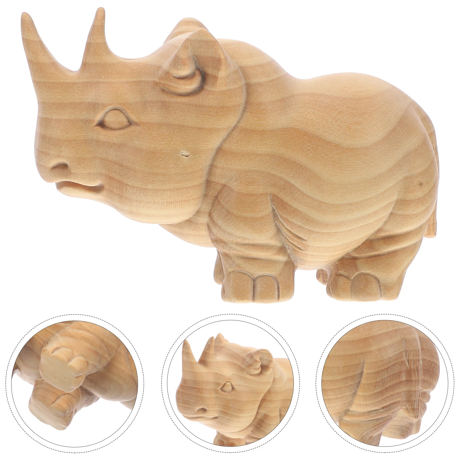 

Boxwood Rhino Desktop Decor Handheld Plaything Smooth Carved Wooden Sculpture Retro Style Wood Rhino Ornament Tea Pet Home Gift
