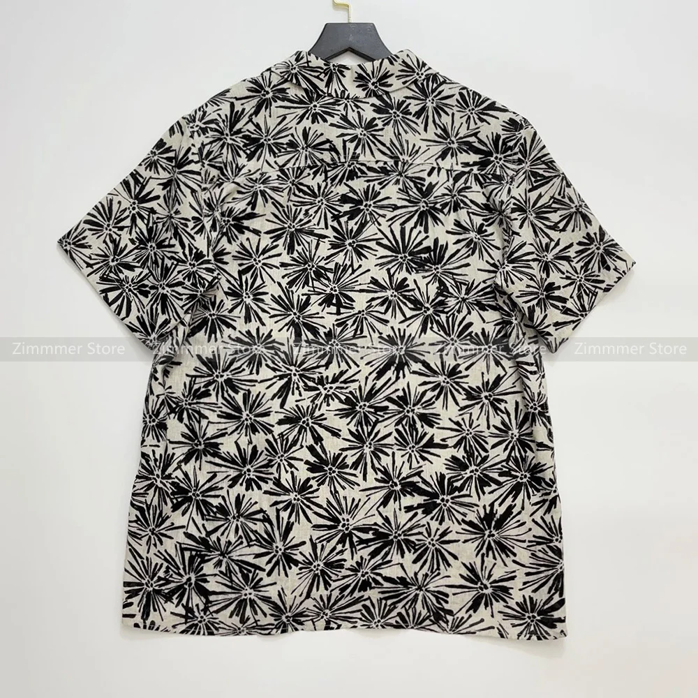 Fashion Women's 24 Early Autumn Holiday Style Floral Print Loose Casual Short Sleeve Shirt