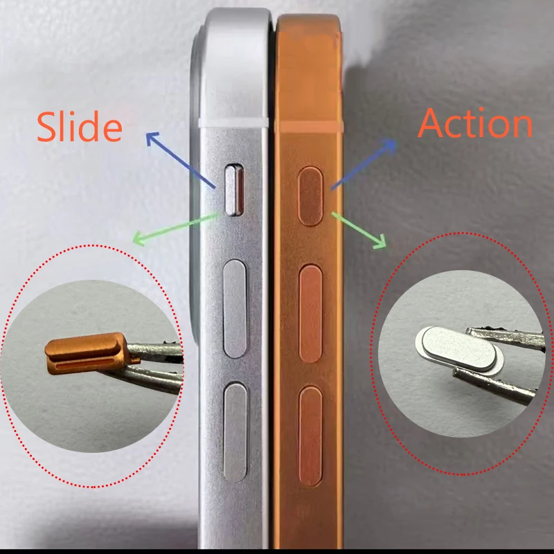 Led Flash Cable & Side Buttons Replacement for iPhone 12 12Pro 12Pro Max to 17 Pro 17Pro Max Housing Style Design Action & Slide view 2