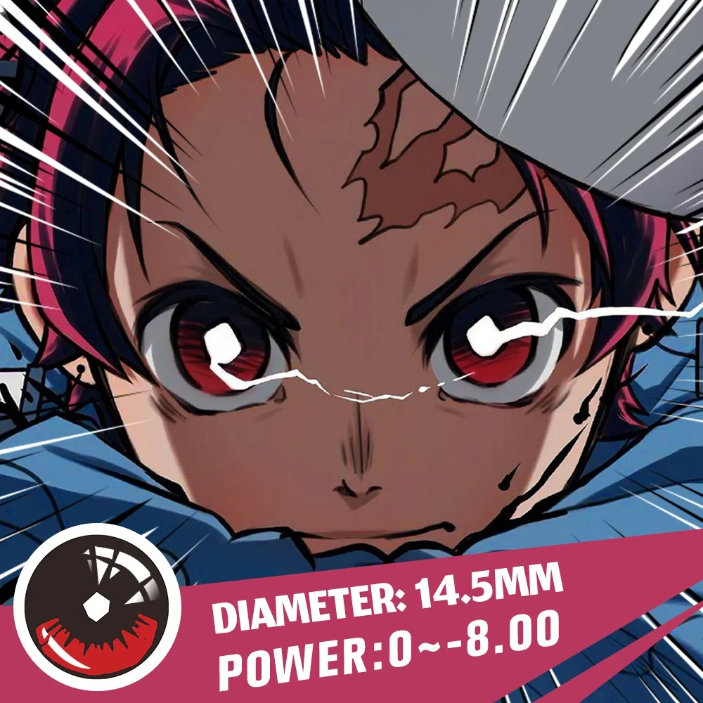 VISUASHOW Akaza Cosplay Farbige Kontaktlinsen 1 Paar für jährliche Nutzung, kleine Pupille, Anime-Kosmetik, Augenfarbenkontaktlinsen für Beauty-Make-up – Detail 4