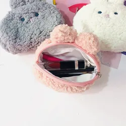 Girl Plush Rabbit Coin Money Earphone Bags Purse Kawai Rabbit  Women Mini Lipstick  Bags Pouch Coin Key Storage Bags Card Holder