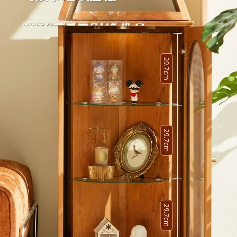 Display cabinet cherry wood solid wood bookshelf figure corner cabinet bookcase storage