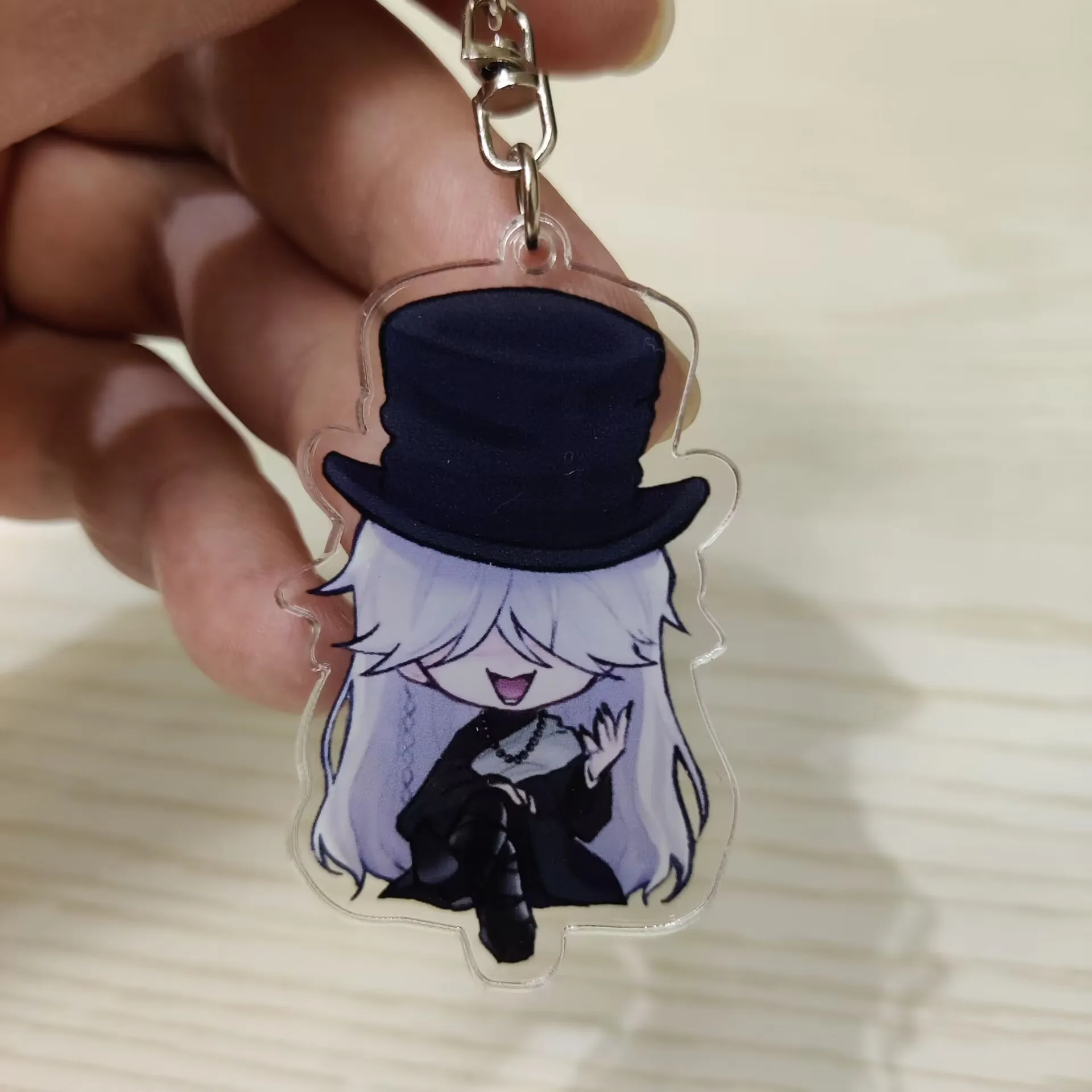 Black Butler Q Version Anime Figures Grelle Sutcliff Undertaker Acrylic Key Chains Ronald Knox Cute Decor Pendant Keyring 6CM