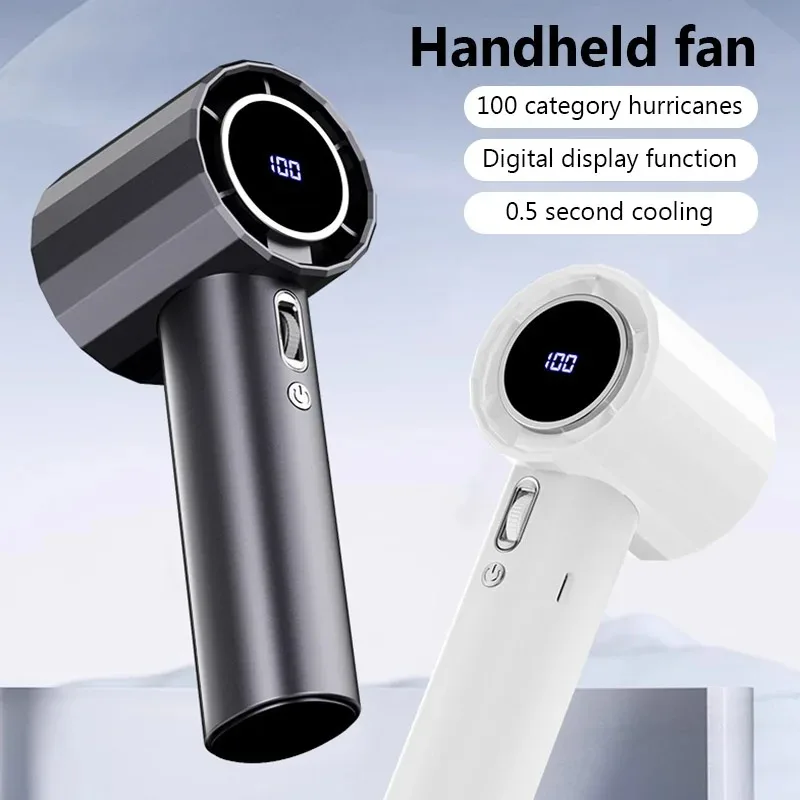 Handheld Fan Portable 4 Speed Power Display Mute Air Circulator USB Rechargeable Mini Personal Cooling for Indoor Outdoor Travel
