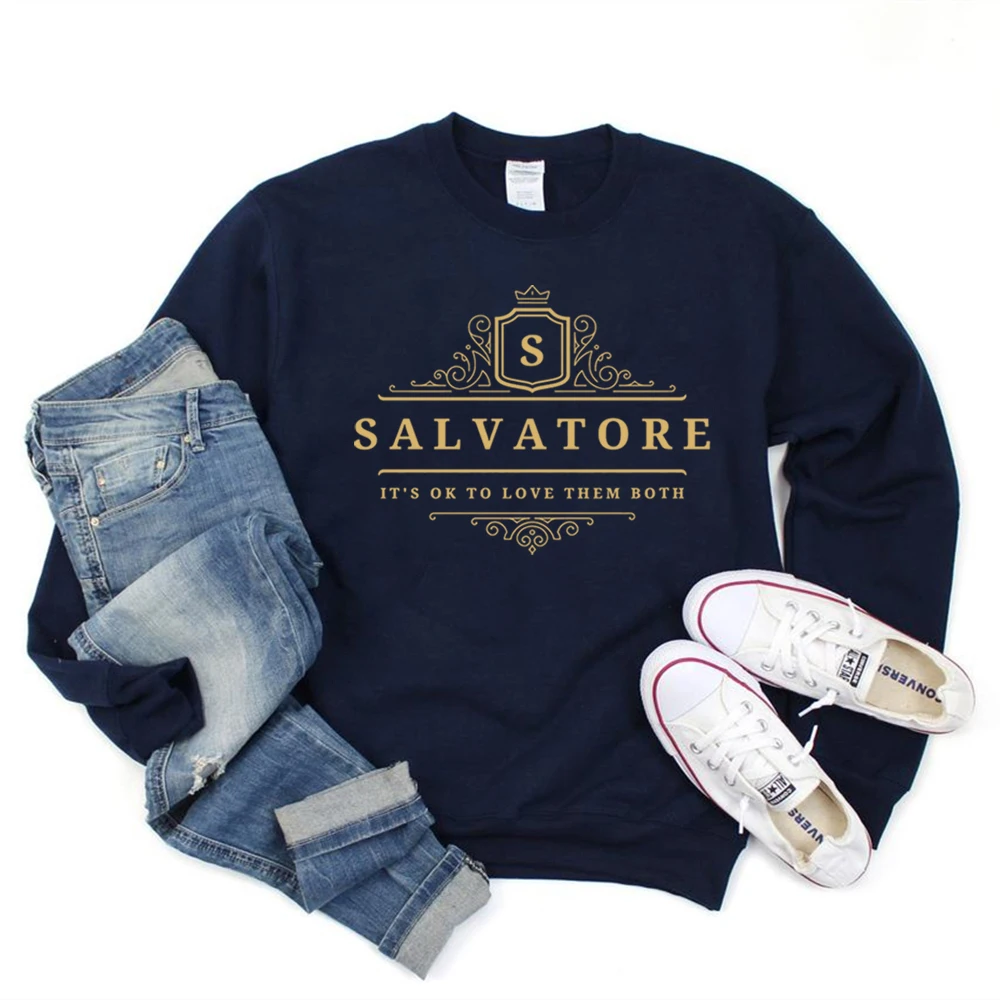 Salvatore It\'s Ok To Love Them Both Sweatshirt Vampire Diaries Damon Stefan Salvatore Brother Jumper Mystic Falls TVD Sweatshirt