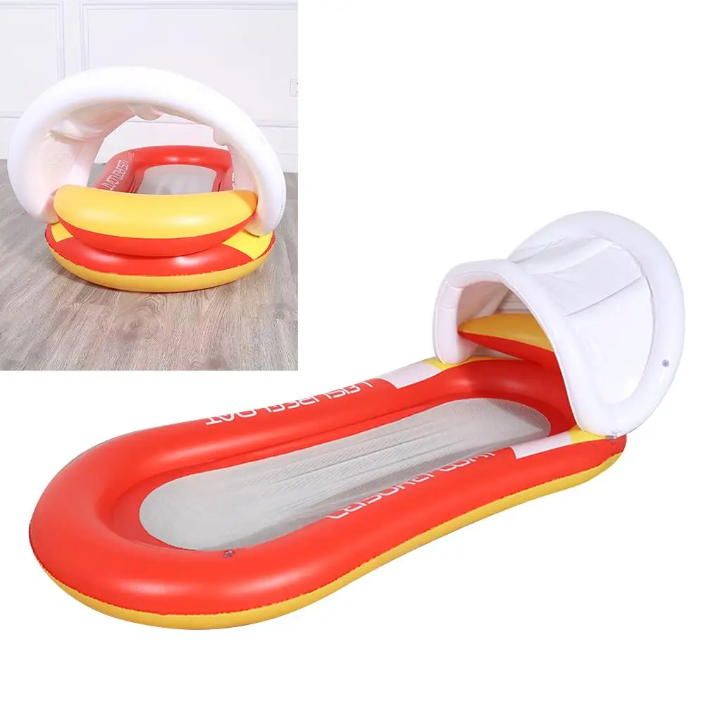 Aufblasbares schwimmendes Bett, Wasserhängematte, Sommer-Chaiselounges, zusammenklappbarer Liegestuhl, Schwimmerreihe, Sonnenschutz, Armlehnen, See, Strand, Pool