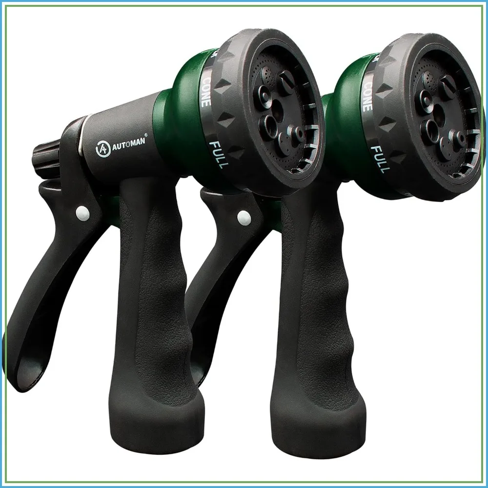 2 Pack Garden Hose Nozzle with 7 Patterns, ABS Sprayer, Ergonomic Grip for Watering, Cleaning, Pet Shower