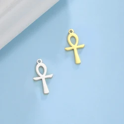 EUEAVAN 10pcs Egyptian Ankh Cross Charms for Bracelets Women Stainless Steel Charm Earrings Necklace DIY Pendant Jewelry Making